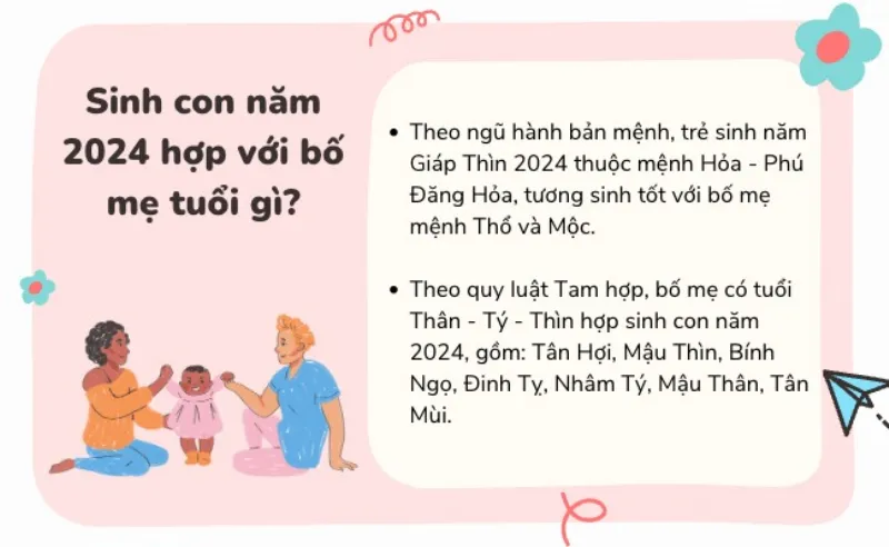 Sinh con năm 2024 hợp tuổi bố mẹ nào?