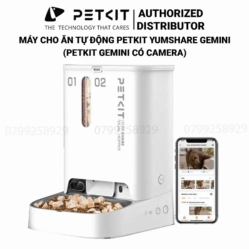 Máy ăn PETKIT Gemini YumShare Dual-Hopper có camera - 2 ngăn