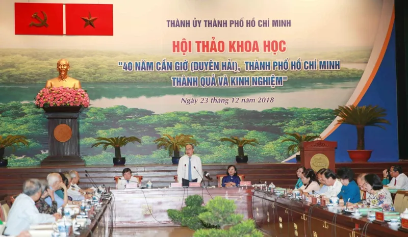 Alt: Quang cảnh hội thảo về 40 năm Cần Giờ sáp nhập về TP.HCM