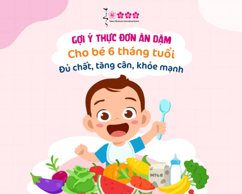 thực đơn ăn dặm cho bé 6 tháng