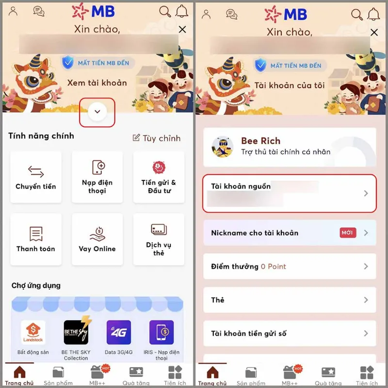 Tài khoản nguồn MBBank