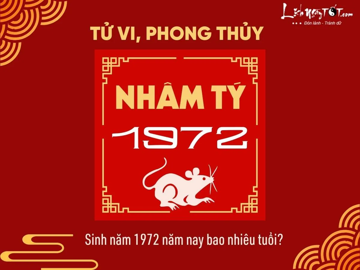 Sinh năm 1972 năm nay bao nhiêu tuổi?